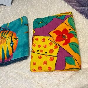 Vintage Tropical Beach Towels Set | Colorful Fish & Abstract Prints